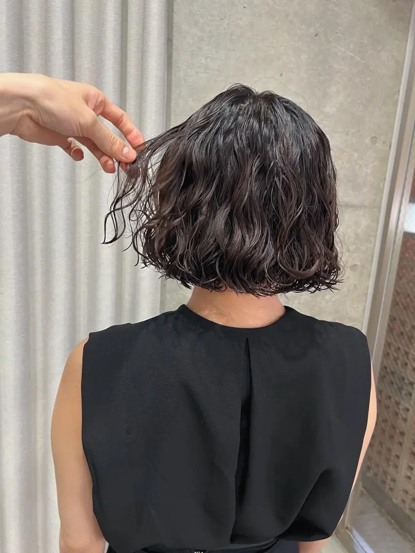 ショート パーマ カット パーマ トリートメント ボブパーマコテ巻き風 パーマNo1深江秀平のヘアスタイル