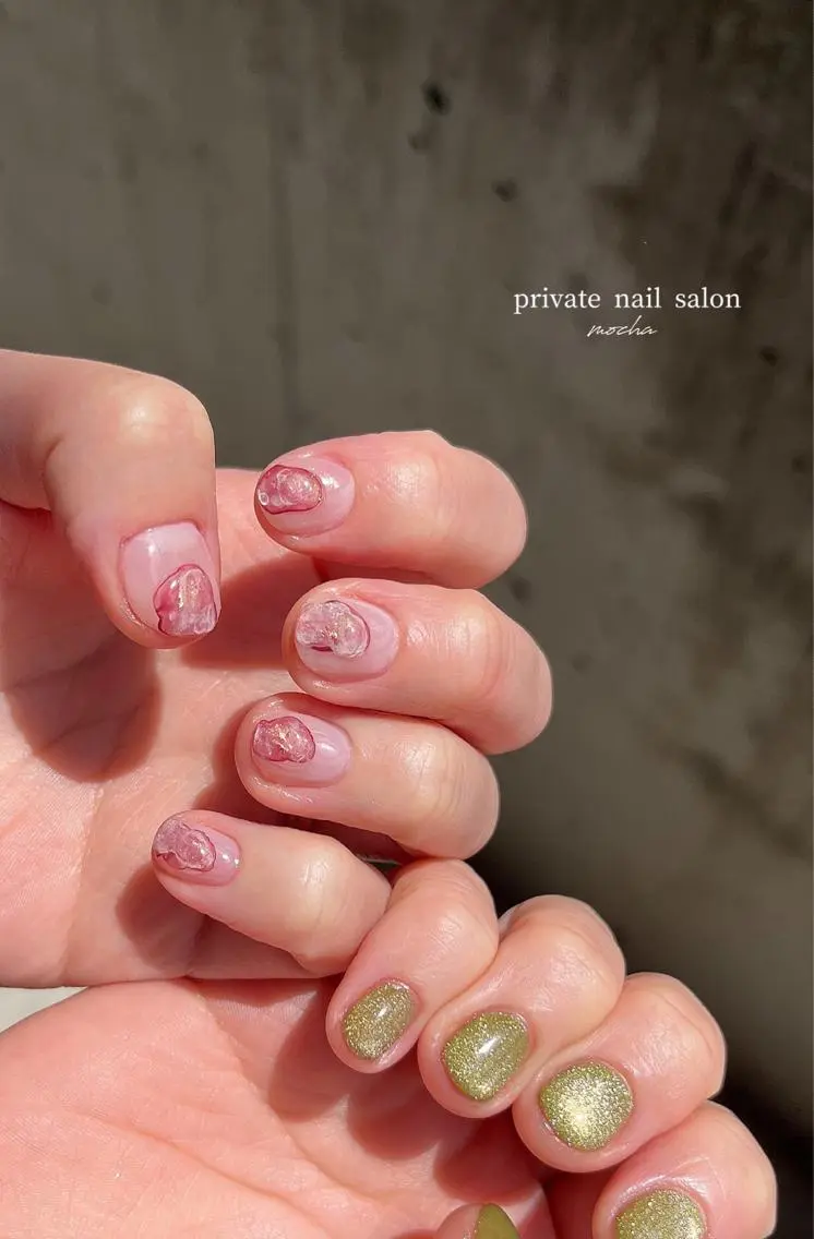 ネイル アートネイル カジュアル チークネイル フレンチネイル ジェルネイル mocha nailのネイルデザイン