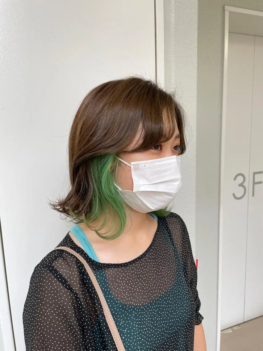 ミディアム カラー ヘアアレンジ ベージュカラー オリーブベージュ ヘアカラー トリートメント ヘッドスパ ヘアセット 艶カラー✨縮毛矯正✨ 翁長孝輔のヘアスタイル