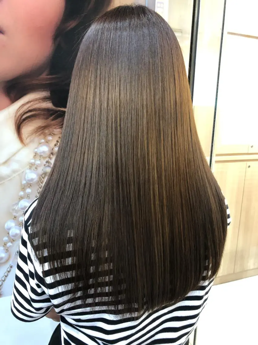 ロング パーマ 髪質改善 縮毛矯正 丸みショートボブ/ タッセルボブ 吉野のヘアスタイル