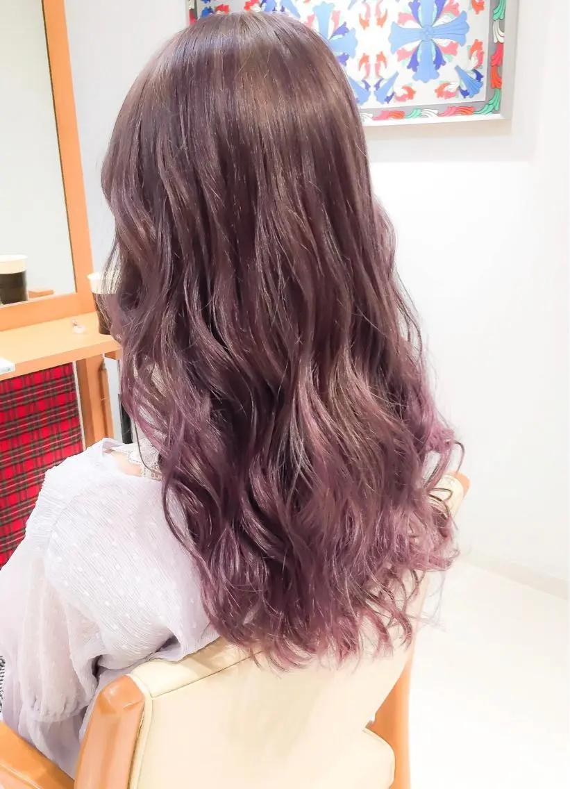 ロング カラー ピンクカラー バイオレットカラー モテ髪透明感❤️ デイズヘアカラーのヘアスタイル