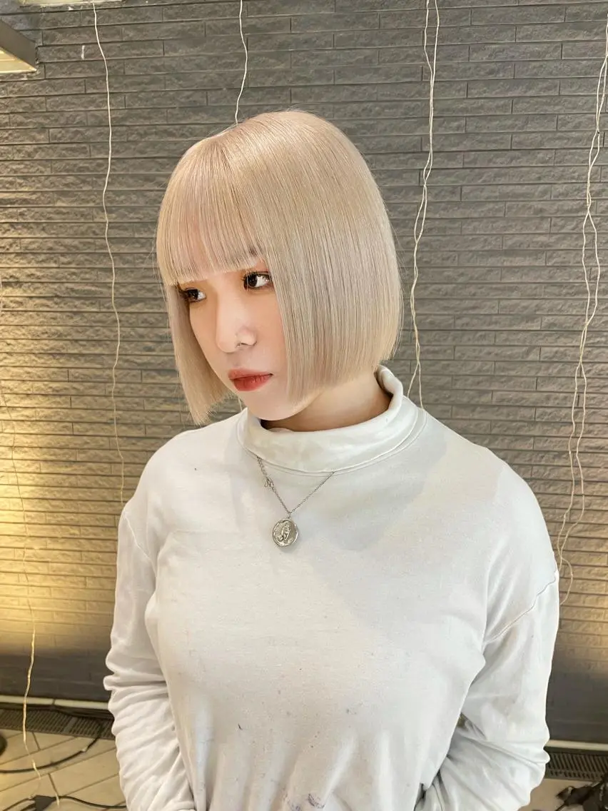 ショート カラー ヘアアレンジ 🎀透明感カラー 韓国ヘア🎀mahoのヘアスタイル