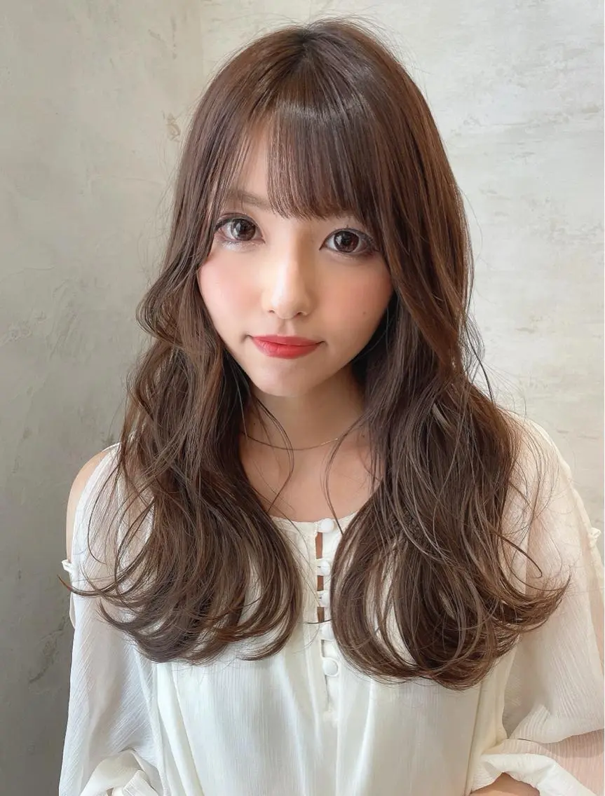 セミロング 外国人風カラー 韓国風ヘア ヘアカラー 木屋元一/透明感 /前髪/レイヤーのヘアスタイル