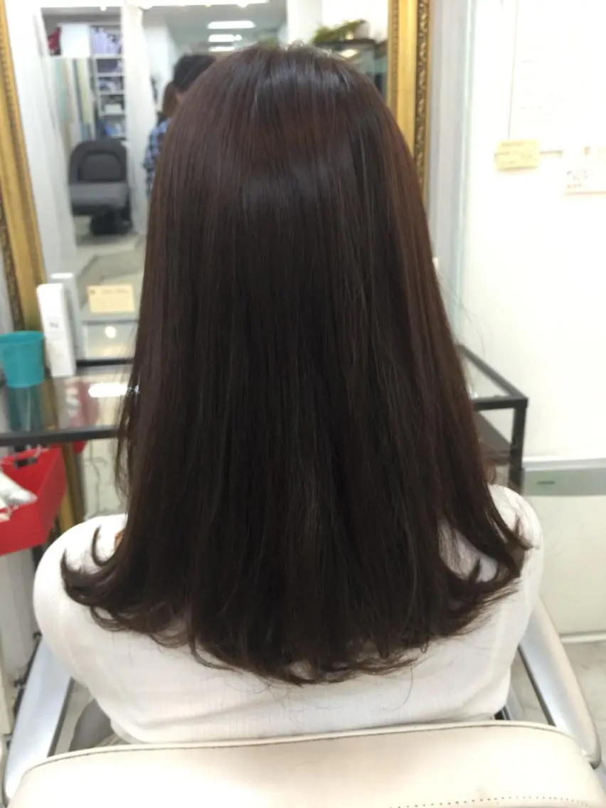 ミディアム カット 縮毛矯正 トリートメント hama yukiのヘアスタイル