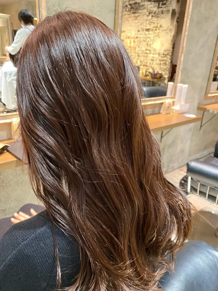 ロング カラー ブリーチ ブラウンカラー ブリーチなしカラー ピンクカラー ピンクブラウン カット ヘアカラー MODE K’s川西 瀧尻光のヘアスタイル