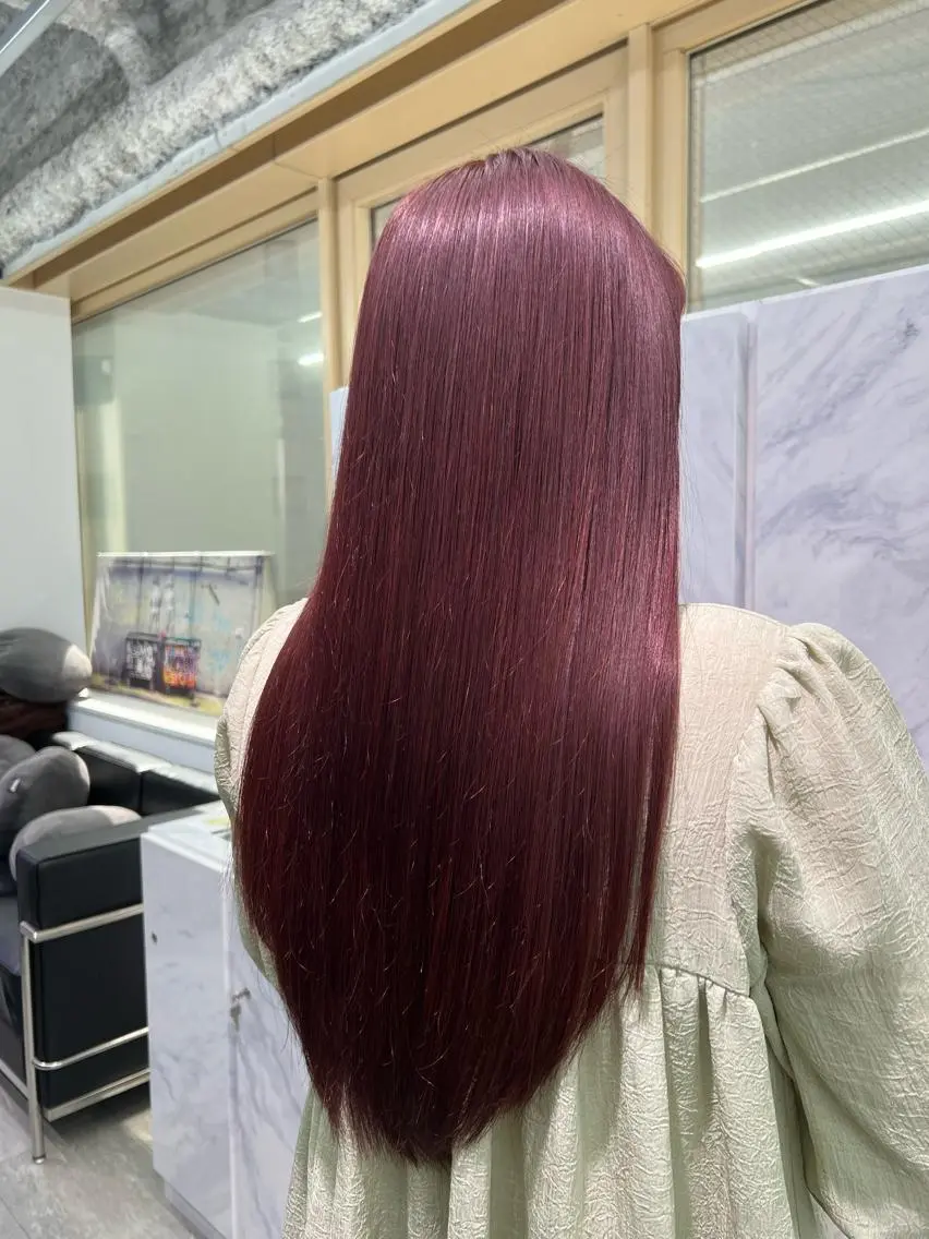 ロング ヘアカラー ハイトーン&髪質改善 ＆韓国エクステ🤎のヘアスタイル
