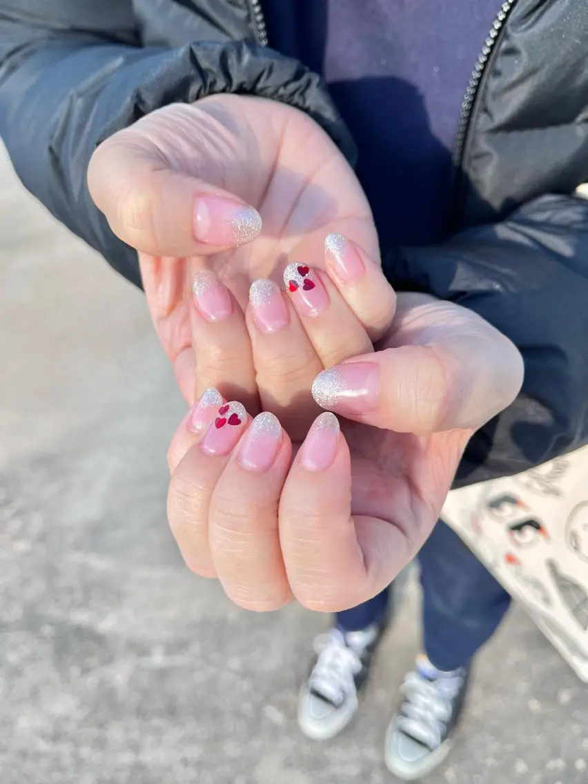 ネイル グラデーション ラメ(グリッター) ラメグラデーション バレンタイン SEPTNAIL NISHIZAKIのネイルデザイン