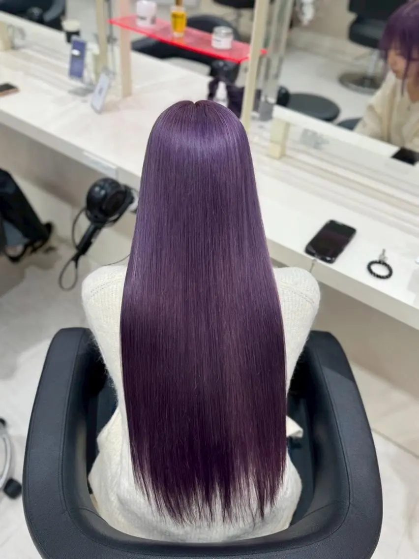 カラー ロング ラベンダー/ピンク 💜🌷原宿のヘアスタイル