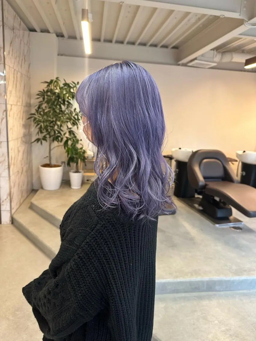 ミディアム カラー ブルーカラー ブルーラベンダー ラベンダーカラー カット ヘアカラー トリートメント ハイトーン×似合わせ 🌱中川慎之介のヘアスタイル