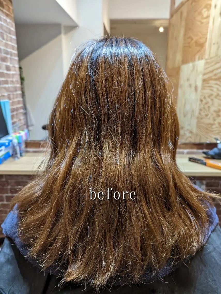 セミロング カット ヘアカラー 縮毛矯正 トリートメント 美髪矯正 キョウスケのヘアスタイル