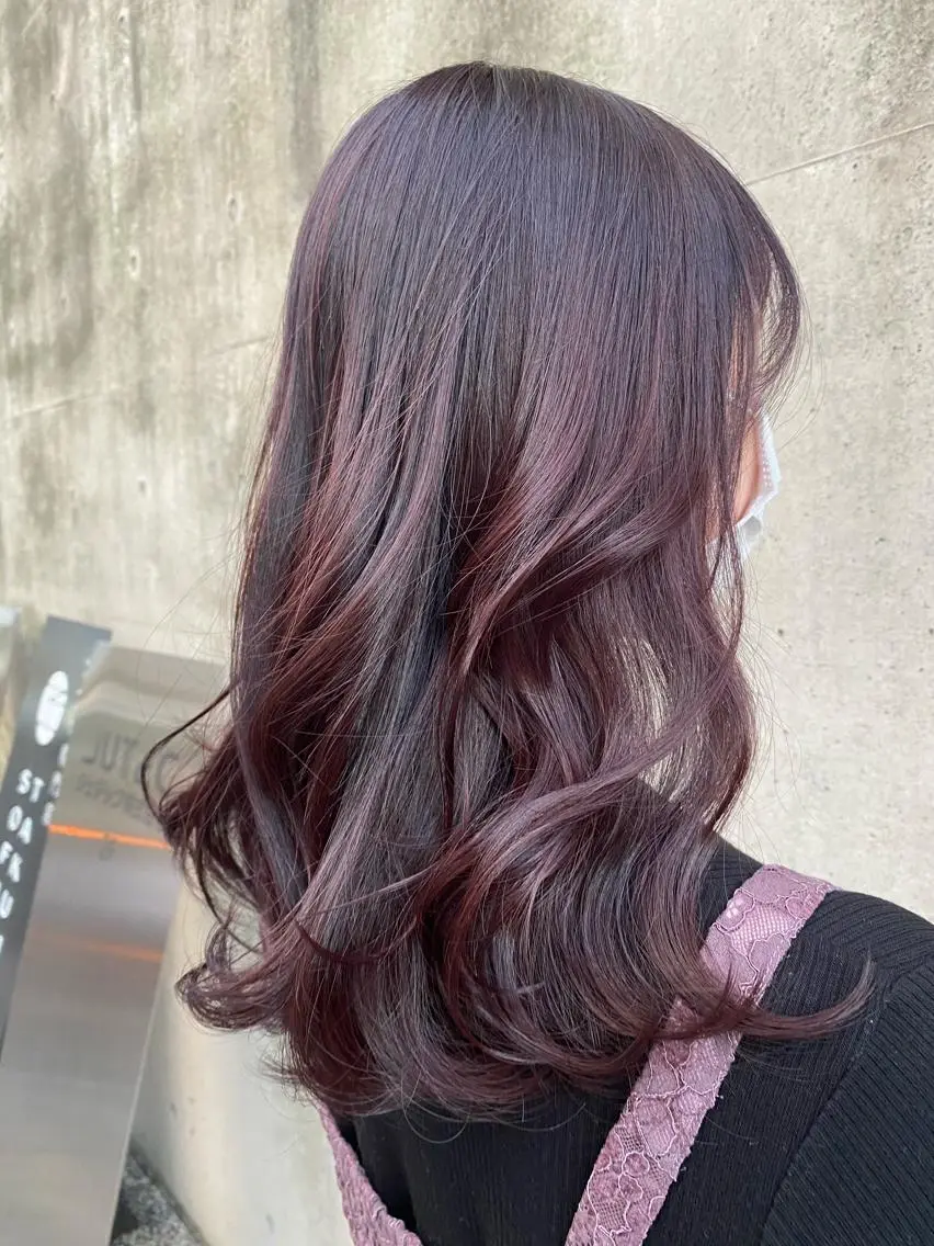 セミロング カラー ブリーチ ブリーチなしカラー ピンクカラー フレンチボブパーマ Yuukiのヘアスタイル