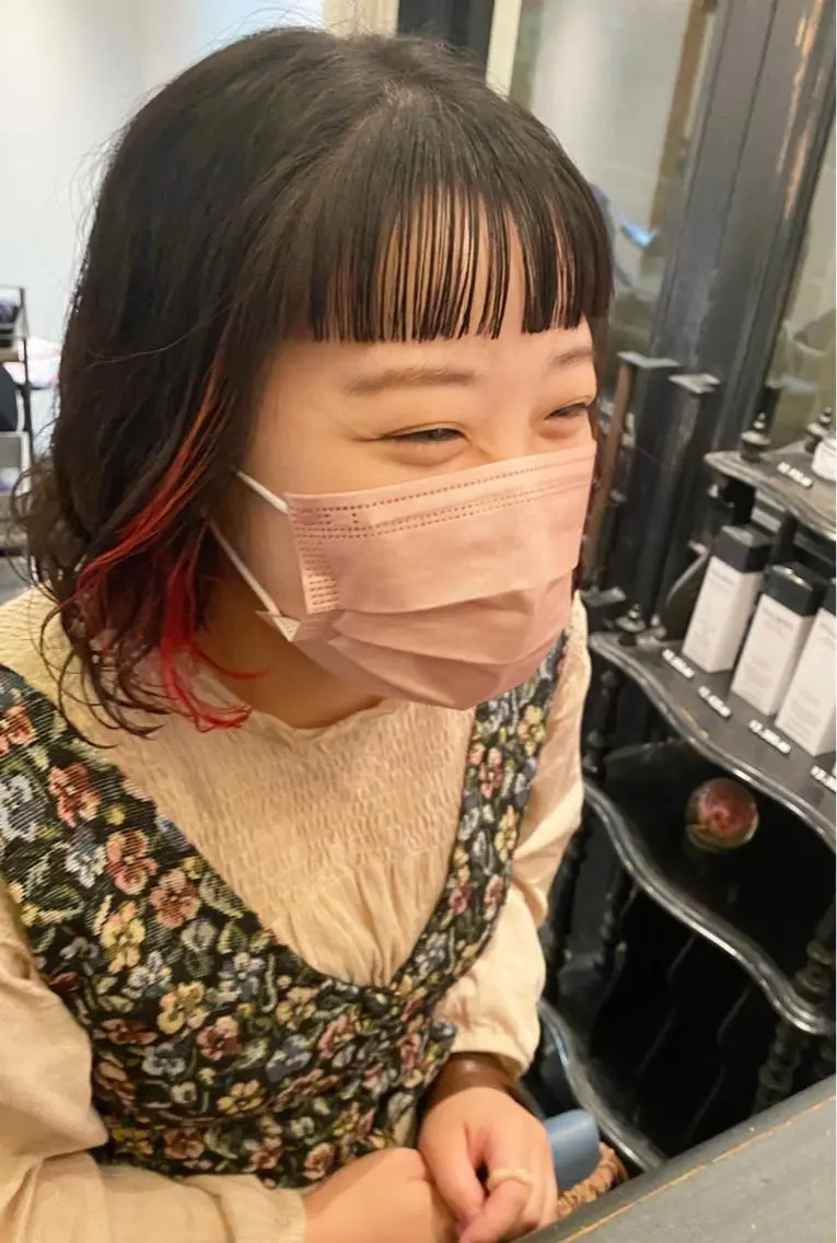 ショート カラー ブリーチ オレンジ tonari 梅田、中崎町のヘアスタイル