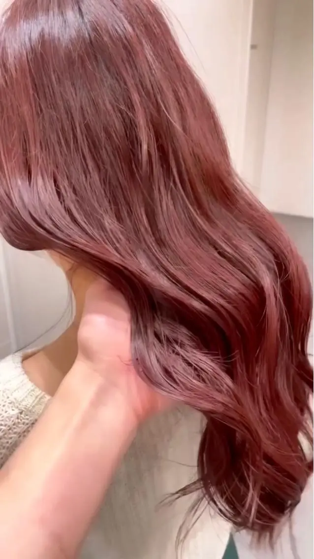 ロング カラー ブリーチ ブラウンカラー ブリーチなしカラー ピンクカラー ピンクブラウン 梅田美容室/ ウルフカットのヘアスタイル