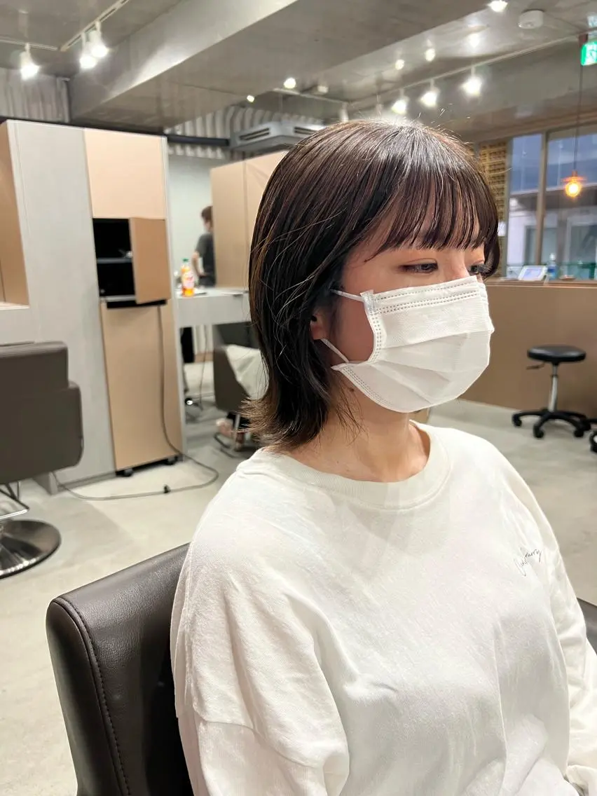 ミディアム パーマ カット パーマ トリートメント ボブパーマコテ巻き風 パーマNo1深江秀平のヘアスタイル