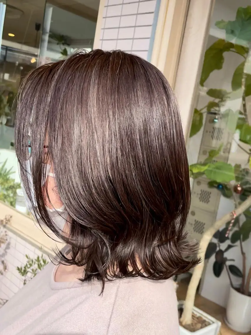 ミディアム カラー ハイライトカラー ハイライト カット ヘアカラー トリートメント 白髪ぼかしハイライト 💫ミネ ヒロシのヘアスタイル