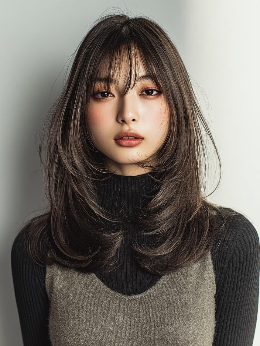 セミロング 🍒暖色×ハイトーン ×デザイン✨まなりのヘアスタイル