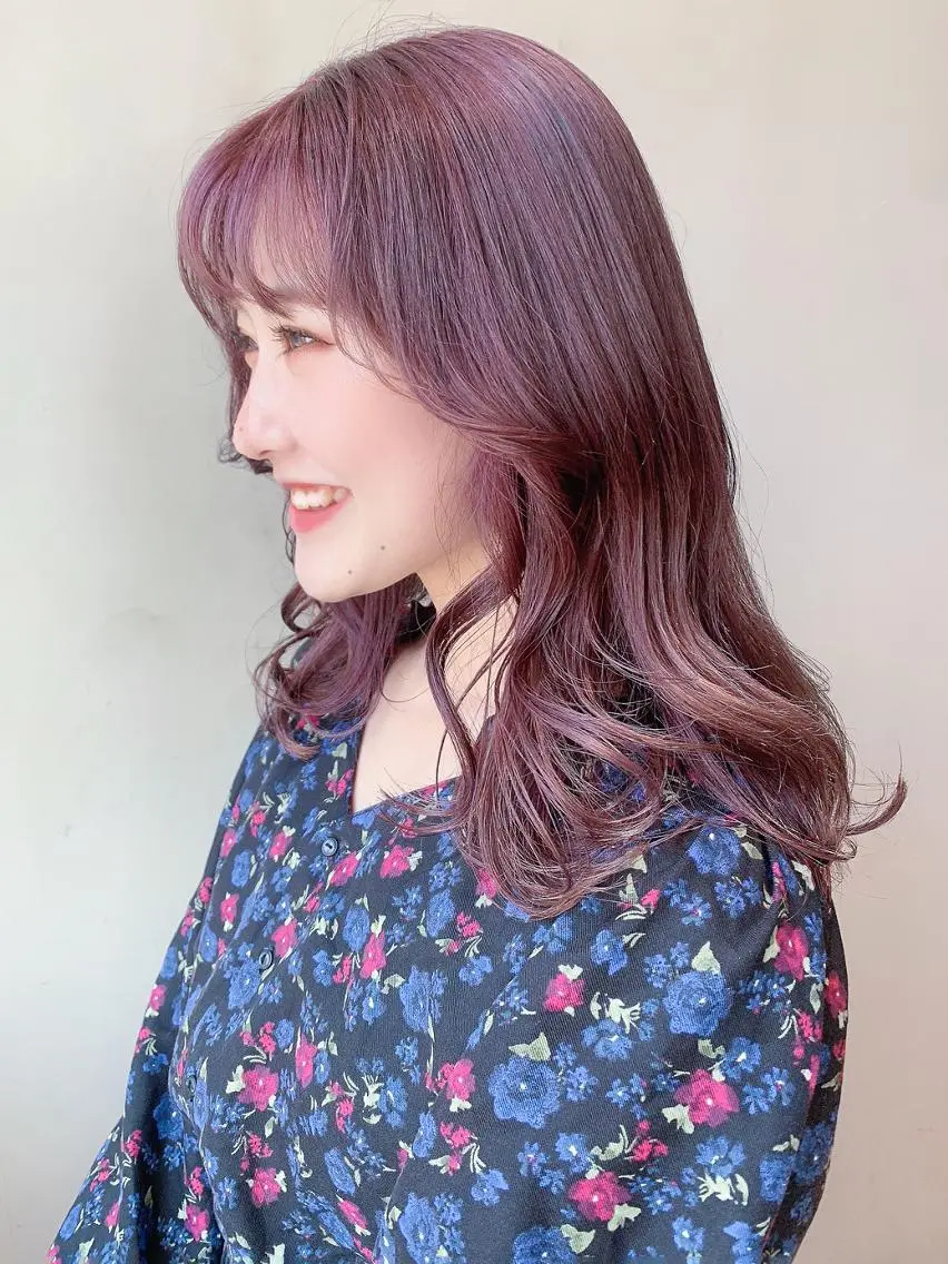 セミロング カラー パーマ ヘアアレンジ ラベンダーカラー ITbyALBUM 八王子店のヘアスタイル