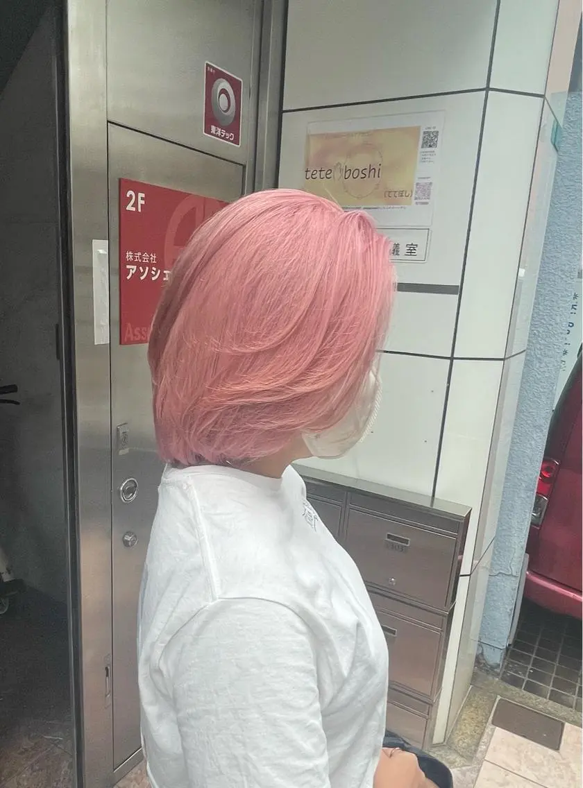 セミロング カラー ピンクカラー ヘアカラー olino 【オリノ】西田辺のヘアスタイル