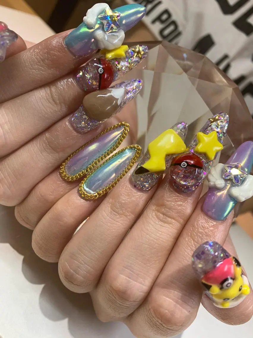 ロング ネイル ハンドネイル glow_ nailのネイルデザイン