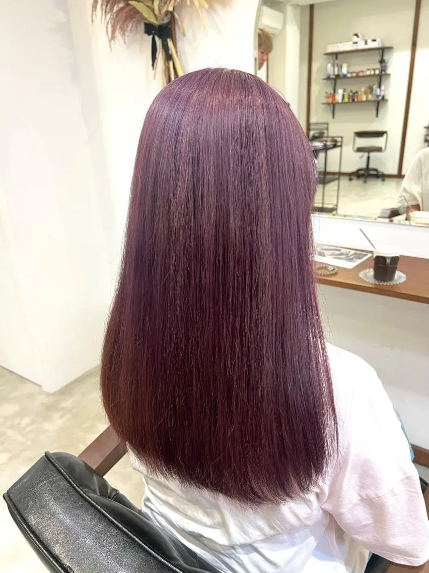 ロング カラー ブリーチ ラベンダーカラー ピンクカラー ピンクラベンダー カット ヘアカラー Ami ケアブリーチ/表参道のヘアスタイル