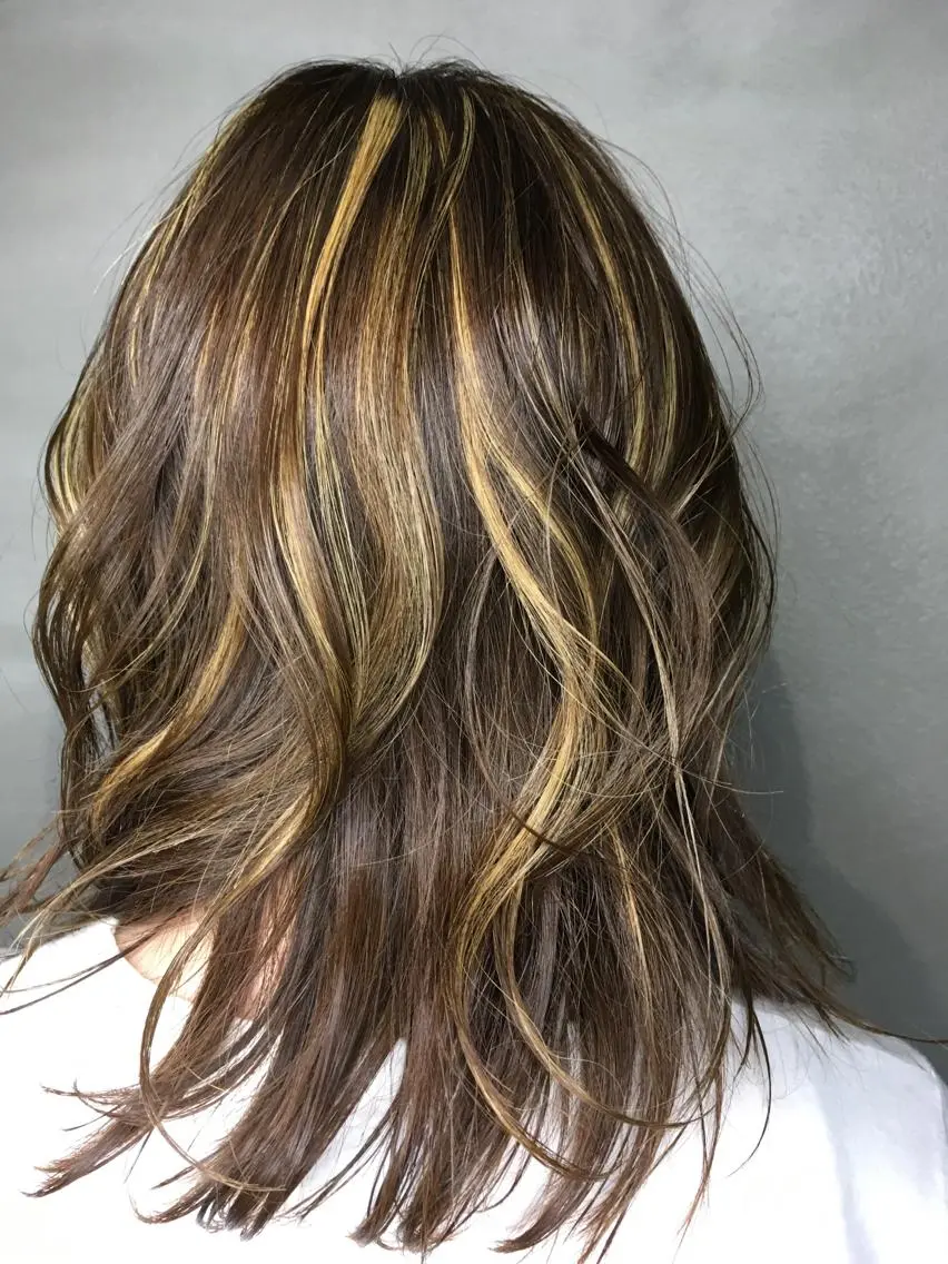 ミディアム カラー ハイライトカラー ハイライト カット ヘアカラー くまがい みゆ【edge.】のヘアスタイル