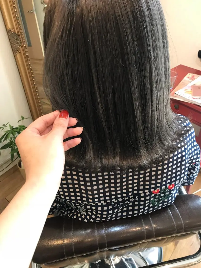 ミディアム カラー ヘアアレンジ グレージュ カット ヘアカラー トリートメント Aloa透明感ヘア ♡kanami♡のヘアスタイル