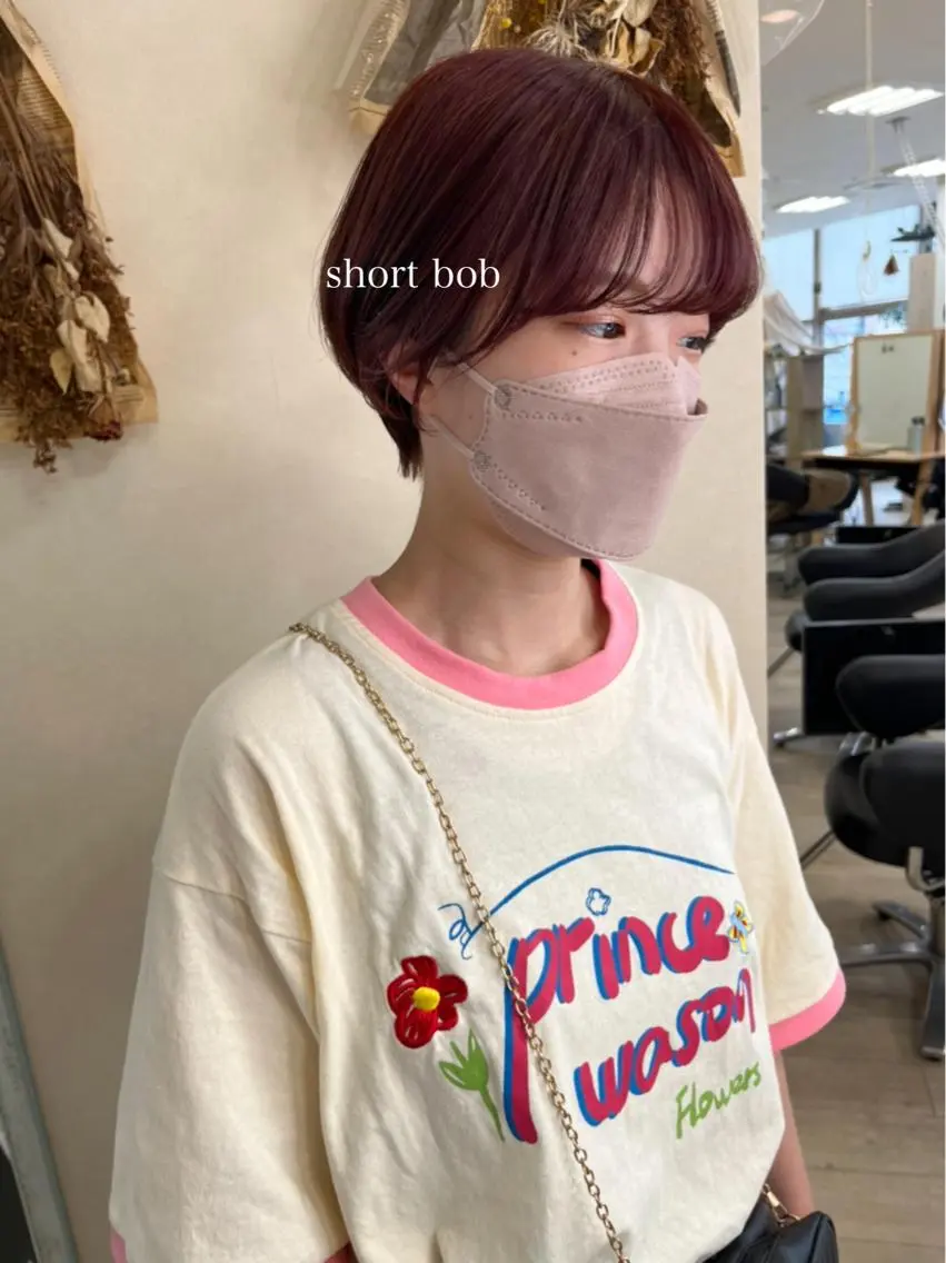 ショート カラー 切りっぱなしボブ ショートボブ ハンサムショート ブラウンカラー ピンクカラー カット ヘアカラー トリートメント 初めてのショート お任せください✂️のヘアスタイル
