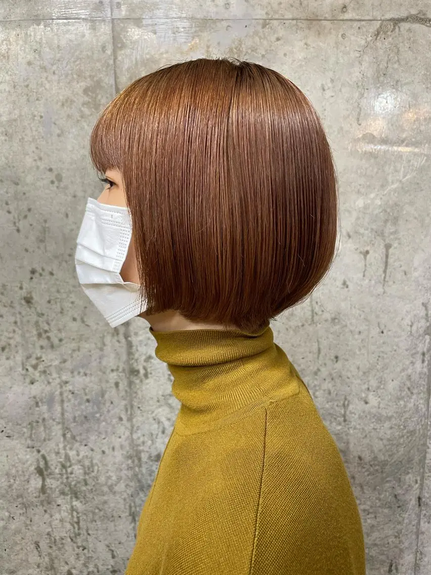 ショート カラー ブラウンカラー オレンジ オレンジブラウン 前髪似合わせ | yukaのヘアスタイル
