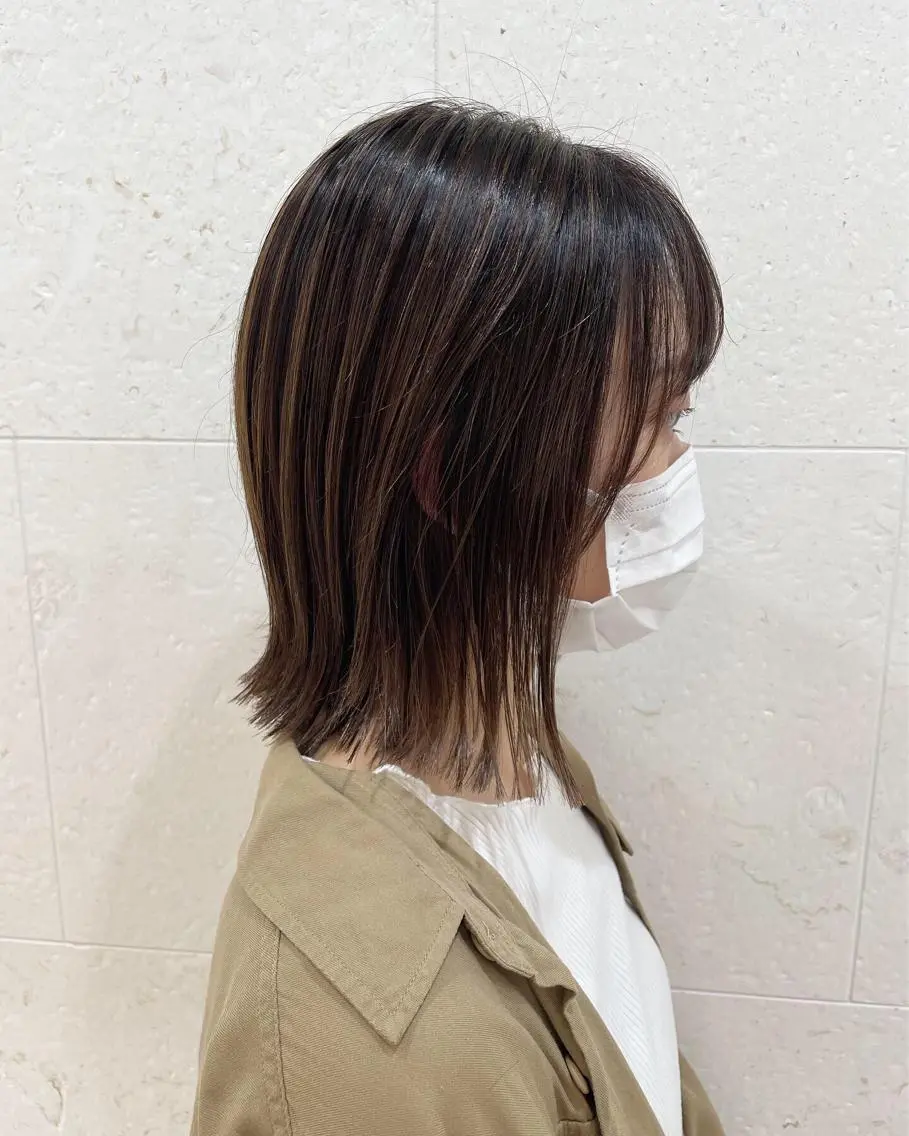 ミディアム カラー ハイライトカラー ハイライト カット ヘアカラー トリートメント 斉藤 貴也のヘアスタイル