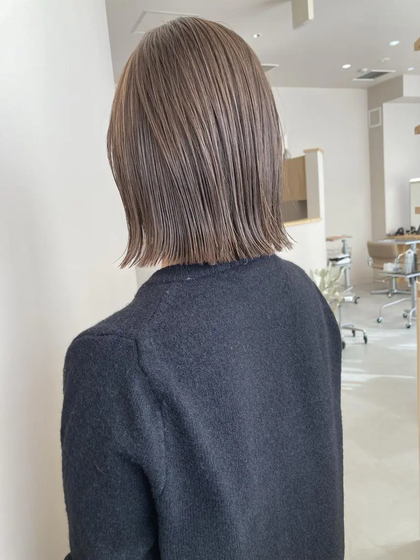 カラー ブリーチ ダブルカラー ボブ 髪質改善 平尾✨透明感カラー ✨イノセントヘアのヘアスタイル