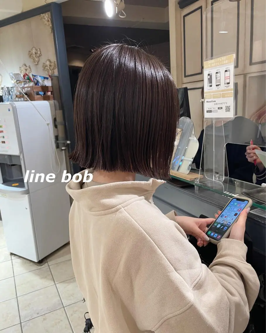 ミディアム カラー ブラウンカラー カット トリートメント 切りっぱなしボブ ソノキユウカのヘアスタイル