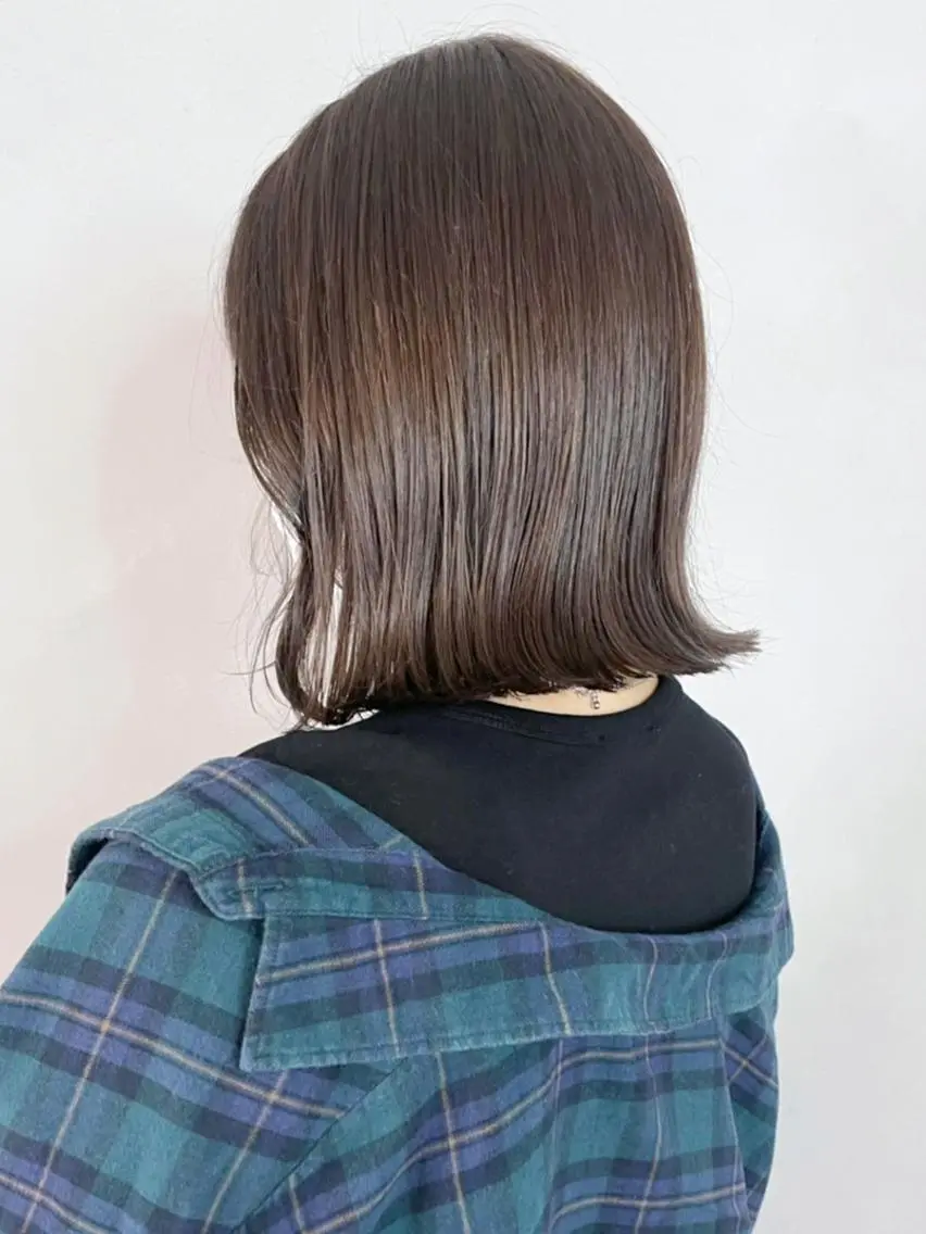 ミディアム カラー パーマ ヘアアレンジ グレージュ オリーブグレージュ オリーブグレー ボブ ITbyALBUM 浦和店のヘアスタイル