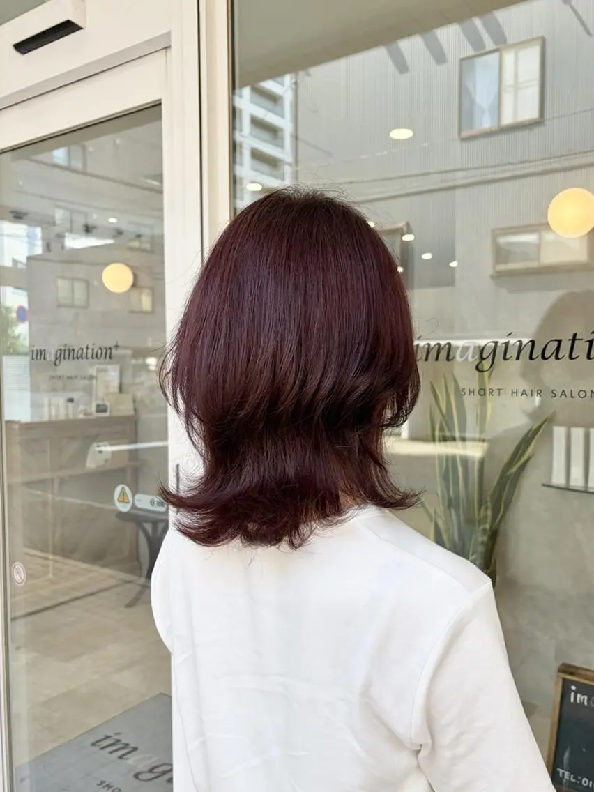 カラー ブリーチ ボルドーカラー 透明感カラー ブリーチなしカラー 韓国ヘアケアブリーチ 莉奈のヘアスタイル
