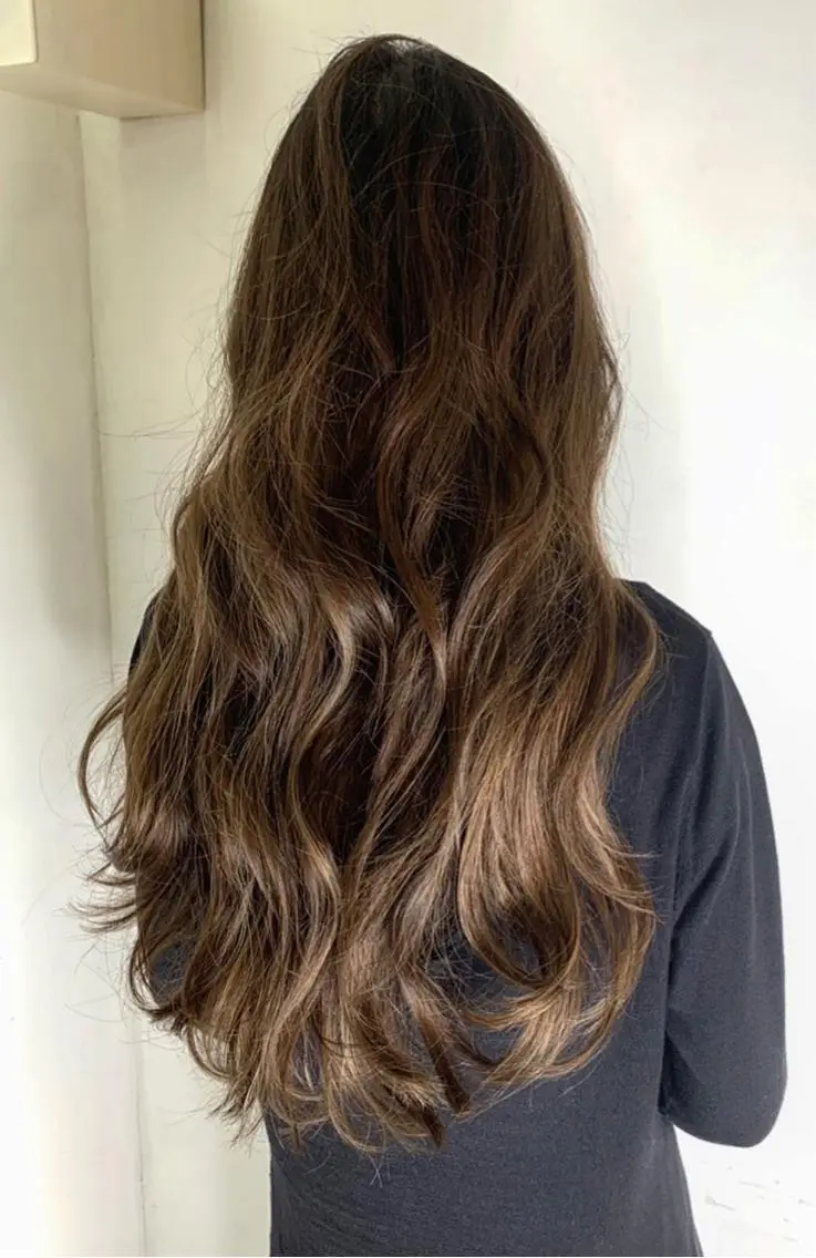 ロング カラー アッシュ バレイヤージュ ブリーチ デザインカラー グレージュ カット ヘアカラー 京都大人女性ショート 徒歩1分/秋山のヘアスタイル