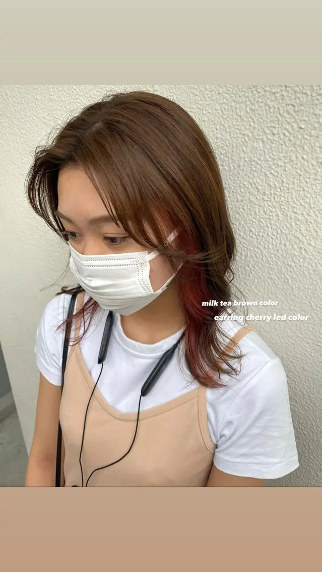 セミロング カラー パーマ ヘアアレンジ メンズ キッズ ネイル マツエク・マツパ 透明感カラー・レイヤ ー🎀amika🎀のヘアスタイル