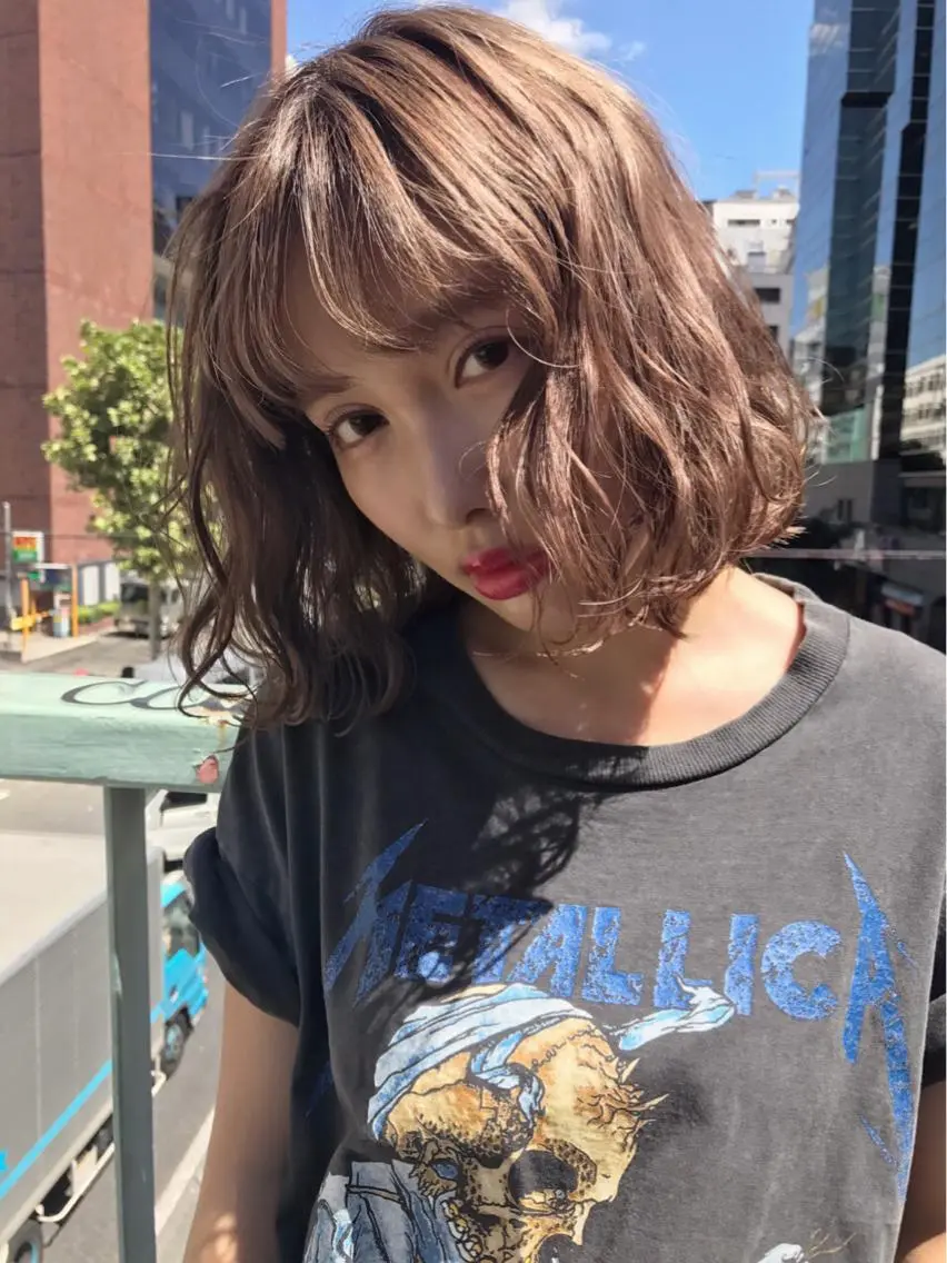 ミディアム アッシュ 透明感カラー🌿ボブ ✨飛田 ケイのヘアスタイル