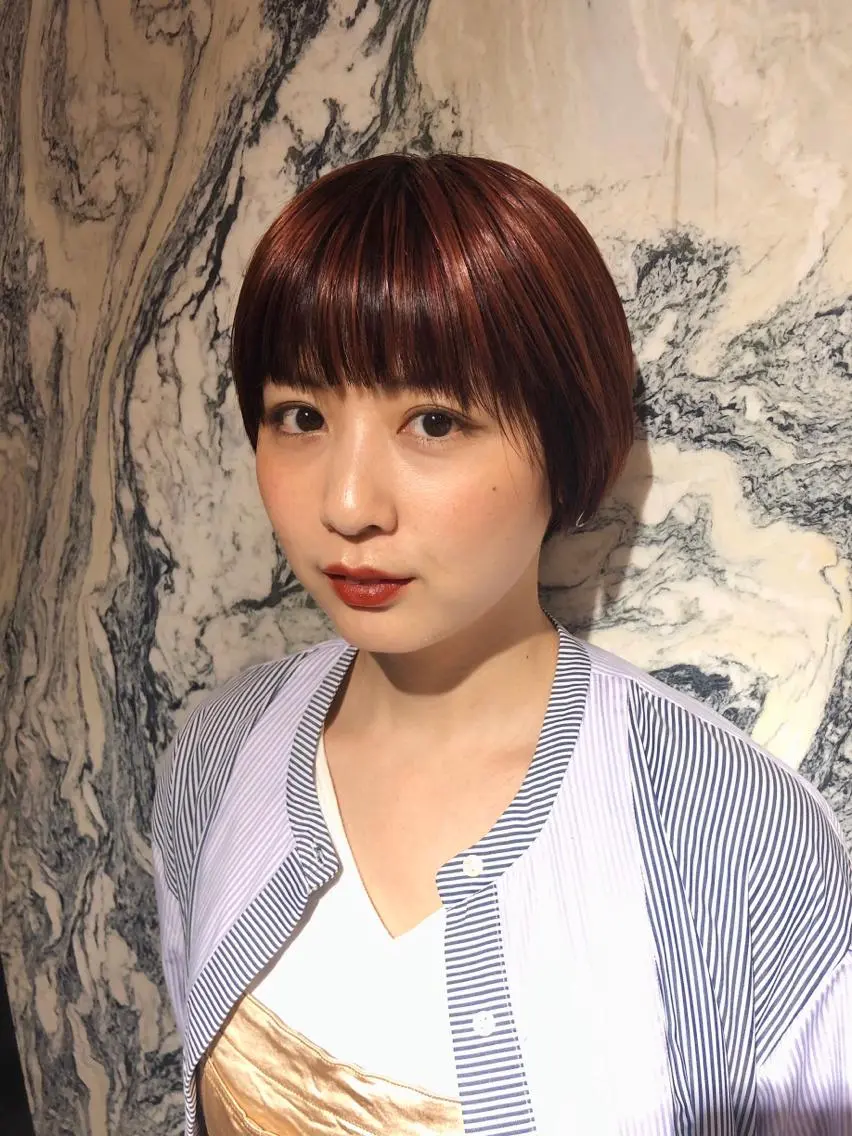 ショート カラー ピンクカラー 藤井 さと実のヘアスタイル