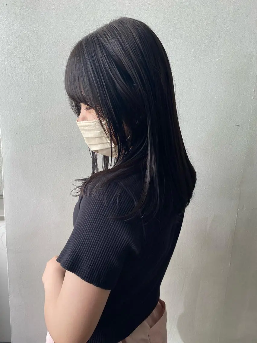 ロング カラー 透明感カラー グレージュ フレンチボブパーマ Yuukiのヘアスタイル