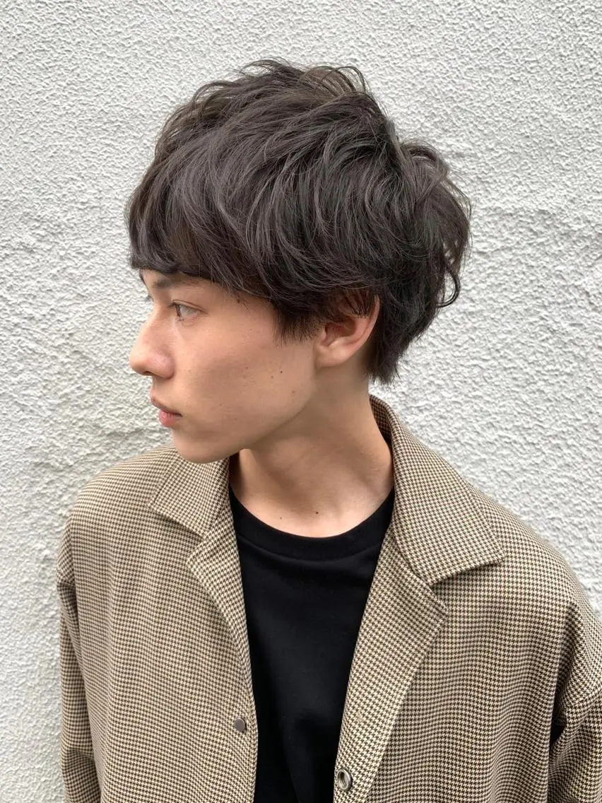 ショート メンズ 切りっぱなしボブ メンズパーマ メンズウルフカット ボブ ウルフカット 髪質改善 縮毛矯正/ レイヤー/銀座/本木のヘアスタイル