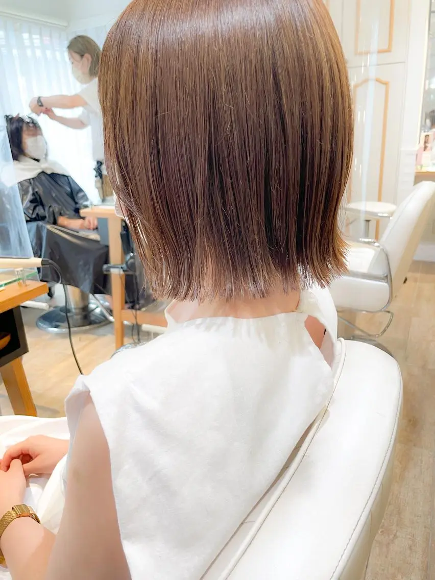 ミディアム カラー 切りっぱなしボブ ボブ カット ヘアカラー ✨カラー支持No.1 🧸ワキ カナコ🧸のヘアスタイル