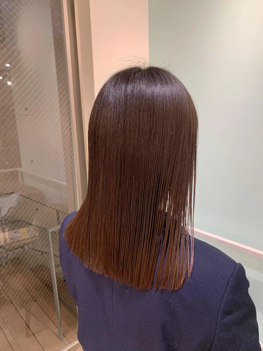 セミロング 切りっぱなしロブ カット トリートメント 森山 佳小里/カラー /似合わせカットのヘアスタイル