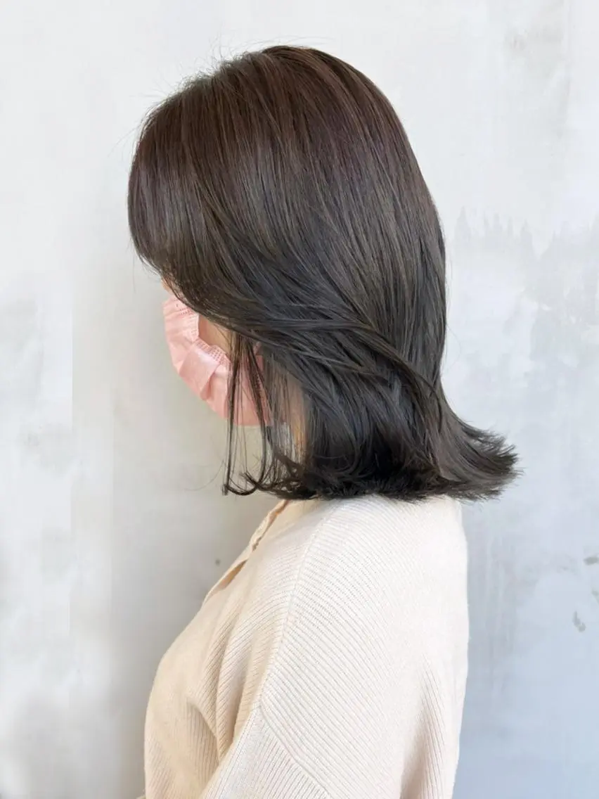 ミディアム カラー パーマ ヘアアレンジ くびれヘア ITbyALBUM 藤沢店のヘアスタイル