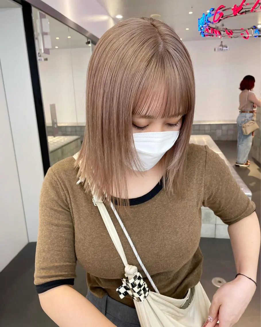 ロング カラー ヘアアレンジ ベージュカラー ミルクティーベージュ ヘアカラー トリートメント ボブ×柔らかいカラー 🌷misaki𓍼のヘアスタイル