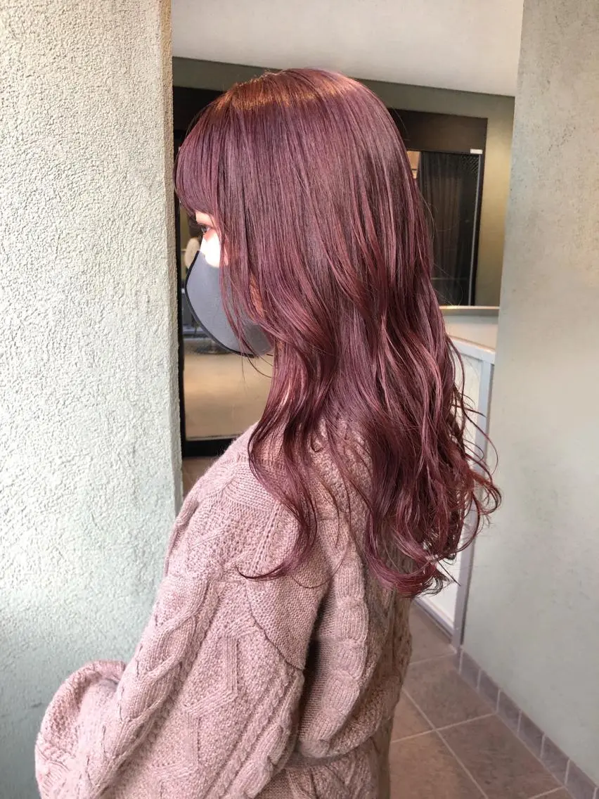 ロング カラー ブリーチ ピンクカラー ピンクパープル パープルカラー カット ヘアカラー トリートメント HIROKI ”博多 /ボブのヘアスタイル