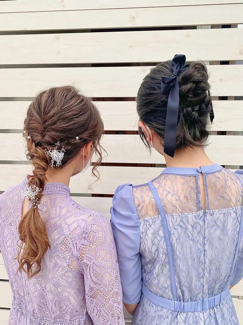 セミロング ヘアアレンジ ヘアセット 桑原 菜摘のヘアスタイル
