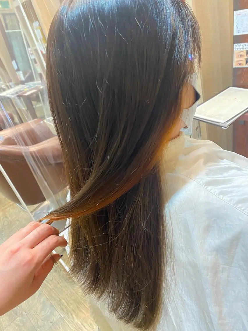 カラー ベージュカラー オレンジ オレンジベージュ 藤原 侑香のヘアスタイル
