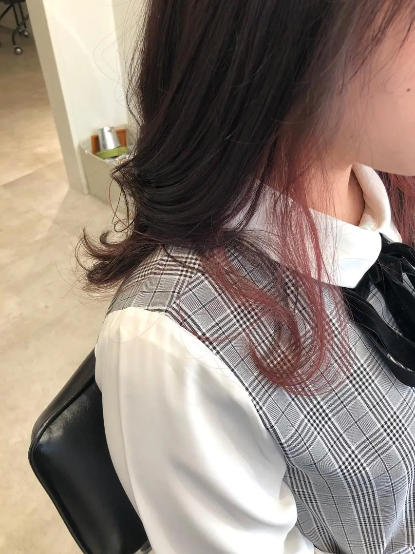 セミロング カラー ブリーチ ブラウンカラー ピンクカラー ピンクブラウン 🫧こおりやま なつみ🫧のヘアスタイル