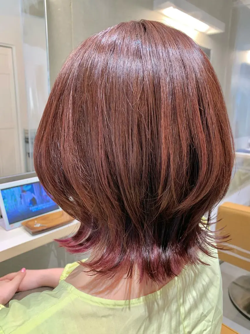 ミディアム カラー カット ヘアカラー 縮毛矯正×艶カラー /中村勇太のヘアスタイル