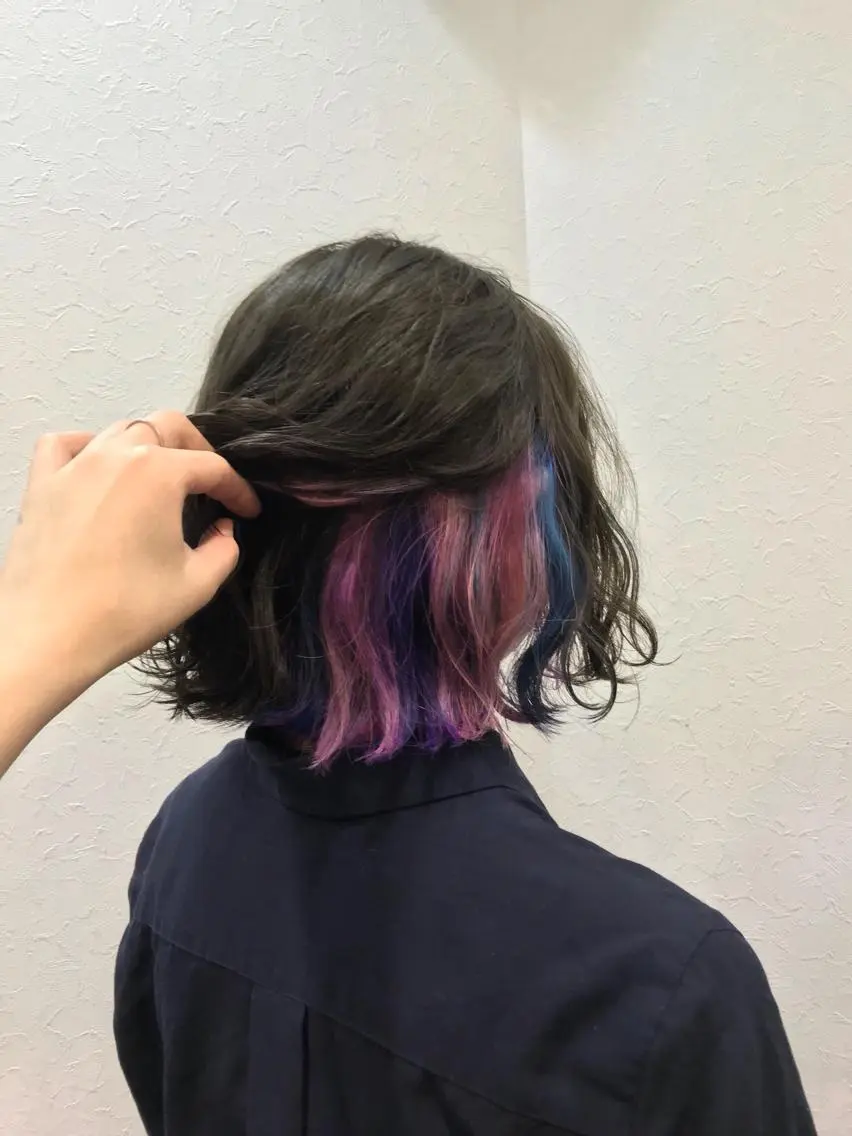 ミディアム カラー インナーカラー 色落ちまでキレイに！ ！女性サロンのヘアスタイル