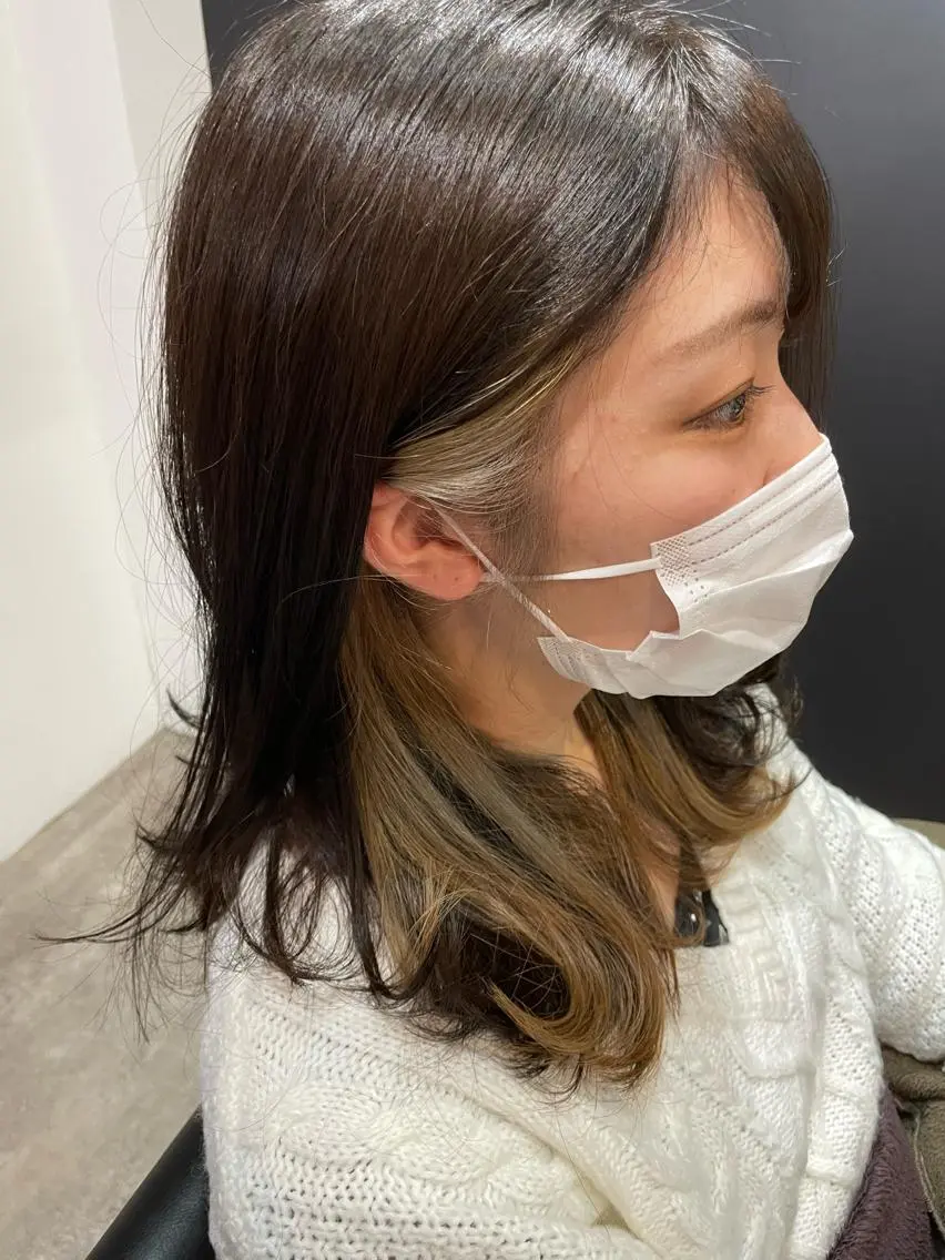 ロング カラー イヤリングカラー 髪質改善 菊池紳吾のヘアスタイル